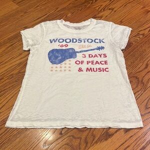 Recycled Karma Woman’s White Woodstock Tee Size S